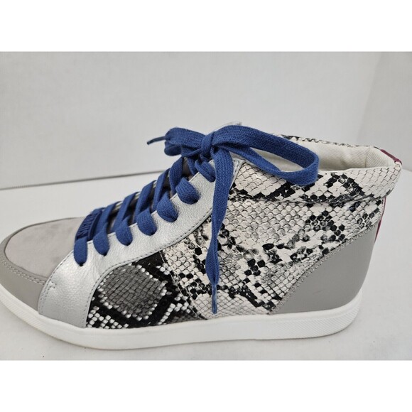 Circus By Sam Edelman Hightop Sneakers Silver Snake Print Size 8 - Picture 4 of 9